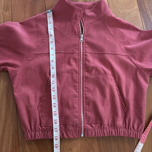 ROMWE Raspberry Cropped Bomber Zip Up Jacker Size S - Picture 5 of 9